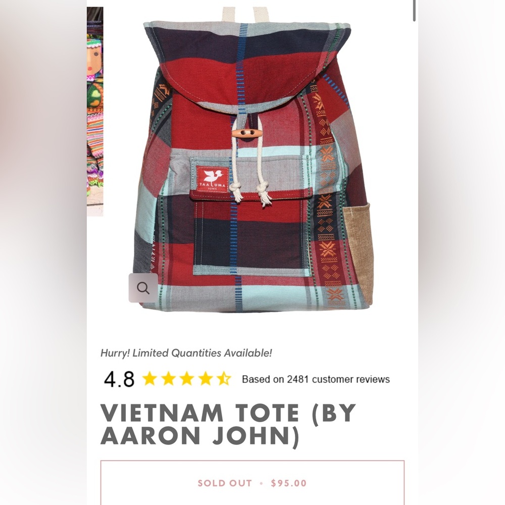 Taaluma Tote canvas backpack Vietnam